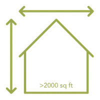 House outline with green growth chart bar graph inside and yellow measurement arrows, representing concepts important to home builders.
