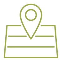 Green location pin icon over a map, indicating a site for a home builder project.